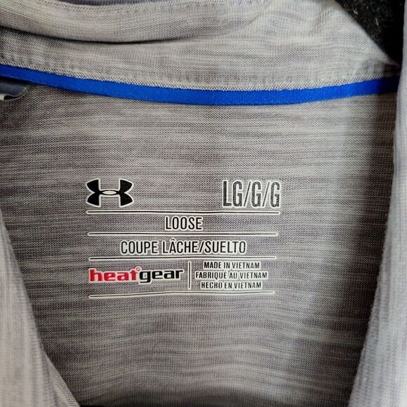 Under Armour Heat Gear Men's Gray Blue Collared Short Sleeve Polo Shirt Size L - Picture 14 of 16